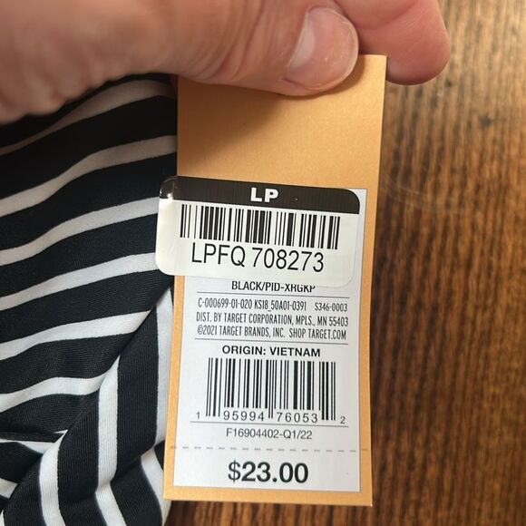 Kona Sol Black and White Striped Bikini Set Size Medium New with Tags - Picture 4 of 6